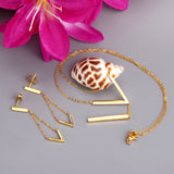 Steel/Gold/Rose Gold Glossy V-Shape Jewelry Set