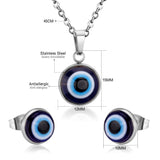 Gold/Steel Simple Style Single Blue Eye Bead Jewelry Set