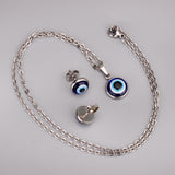 Gold/Steel Simple Style Single Blue Eye Bead Jewelry Set