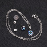 Gold/Steel Simple Style Single Blue Eye Bead Jewelry Set