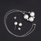 Gold/Steel Three White Pearls + 4 Gold Beads Jewelry Set