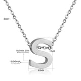 ASON Delicate Classic Style Initial 26 Letters Alphabet Chain Pendant Necklace Stainless Steel Color Jewelry Chokers