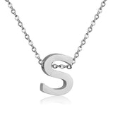 ASON Delicate Classic Style Initial 26 Letters Alphabet Chain Pendant Necklace Stainless Steel Color Jewelry Chokers