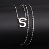 ASON Delicate Classic Style Initial 26 Letters Alphabet Chain Pendant Necklace Stainless Steel Color Jewelry Chokers