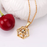 Gold/Steel Hexagonal Wispy Hexagonal Interior + Diamond Jewelry Set