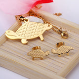 Gold/steel color turtle's shell on the door is made by oil pressing process, beautiful design jewelry set.