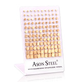 3mm-8mm Snapback Steel/Gold/Rose Gold/Black Square Cut/Frosted Stud Earrings