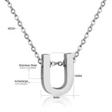 ASON Delicate Classic Style Initial 26 Letters Alphabet Chain Pendant Necklace Stainless Steel Color Jewelry Chokers