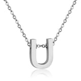 ASON Delicate Classic Style Initial 26 Letters Alphabet Chain Pendant Necklace Stainless Steel Color Jewelry Chokers