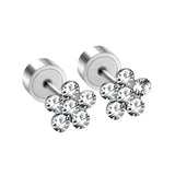 Steel Tap Plugs Colored & White Diamond Stud Earrings