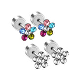 Steel Tap Plugs Colored & White Diamond Stud Earrings