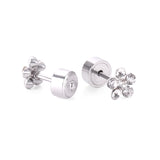 Steel Tap Plugs Colored & White Diamond Stud Earrings