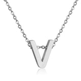 ASON Delicate Classic Style Initial 26 Letters Alphabet Chain Pendant Necklace Stainless Steel Color Jewelry Chokers