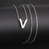 ASON Delicate Classic Style Initial 26 Letters Alphabet Chain Pendant Necklace Stainless Steel Color Jewelry Chokers