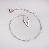 ASON Delicate Classic Style Initial 26 Letters Alphabet Chain Pendant Necklace Stainless Steel Color Jewelry Chokers