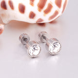 3mm~6mm Steel & Gold Cylindrical White Diamond Screw Plugs