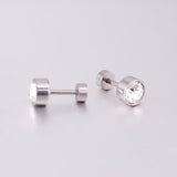 3mm~6mm Steel & Gold Cylindrical White Diamond Screw Plugs