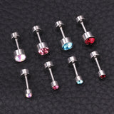 12 pairs 3mm/5mm steel color/gold cylinder AB color diamonds/rose diamonds/big red diamonds/aquamarine diamonds screw plugs