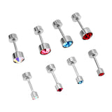 12 pairs 3mm/5mm steel color/gold cylinder AB color diamonds/rose diamonds/big red diamonds/aquamarine diamonds screw plugs