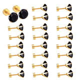 12 pairs 3mm/4mm/5mm/6mm/7mm steel/golden four-grip round white/black diamond screw plugs