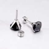 12 pairs 3mm/4mm/5mm/6mm/7mm steel/golden four-grip round white/black diamond screw plugs