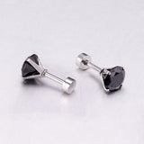 12 pairs 3mm/4mm/5mm/6mm/7mm steel/golden four-grip round white/black diamond screw plugs