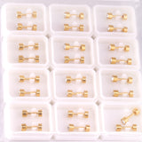 3mm~6mm Steel & Gold Cylindrical White Diamond Screw Plugs