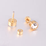 3mm~6mm Steel & Gold Cylindrical White Diamond Screw Plugs