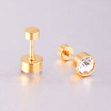 3mm~6mm Steel & Gold Cylindrical White Diamond Screw Plugs