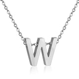 ASON Delicate Classic Style Initial 26 Letters Alphabet Chain Pendant Necklace Stainless Steel Color Jewelry Chokers