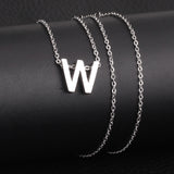 ASON Delicate Classic Style Initial 26 Letters Alphabet Chain Pendant Necklace Stainless Steel Color Jewelry Chokers