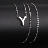 ASON Delicate Classic Style Initial 26 Letters Alphabet Chain Pendant Necklace Stainless Steel Color Jewelry Chokers