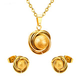 GOLD/STEEL Twisted Round + Frosted Orb Special Shape Jewelry Set