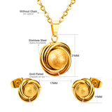 GOLD/STEEL Twisted Round + Frosted Orb Special Shape Jewelry Set