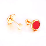 12 pairs 8mm Steel/Gold White Shell/Black Shell/Red Shell Screwback Earrings