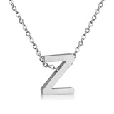 ASON Delicate Classic Style Initial 26 Letters Alphabet Chain Pendant Necklace Stainless Steel Color Jewelry Chokers