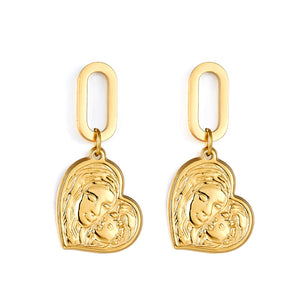 2022 Fashion Stainless Steel Heart-shaped Motherly Love Design Earrings