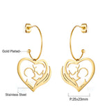 Fashion Stainless Steel Heart-shaped Hollow Motherly Love Earrings