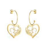 Pendientes de amor maternal huecos en forma de corazón de acero inoxidable de moda