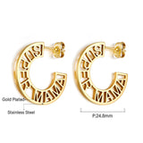 Fashion Stainless Steel Hollow SUPER MAMA Earrings