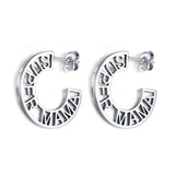 Fashion Stainless Steel Hollow SUPER MAMA Earrings