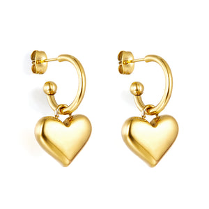 Fashion Stainless Steel Heart Stud Earrings