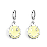 Pendientes Smiley Amarillos De Acero Inoxidable De Moda