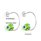 Boucles d'oreilles mode yeux verts en acier inoxydable