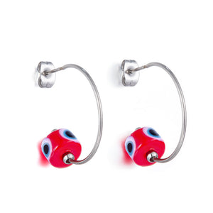 Boucles d'oreilles mode yeux rouges en acier inoxydable