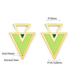 Big and Small Triangle Light Green Extremely Simple Stud Earrings