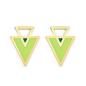 Big and Small Triangle Light Green Extremely Simple Stud Earrings