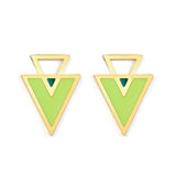 Big and Small Triangle Light Green Extremely Simple Stud Earrings