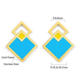 Big and Small Rhombus Blue Extremely Simple Stud Earrings