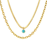 Fashion Round Blue Smiley Face Pattern Double Necklace